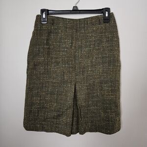 Loft Skirt Wool Green Business Casual Neutral